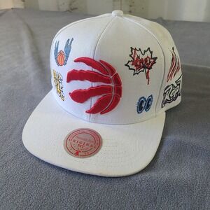 Mitchell & Ness Toronto Raptors Snapback Hat White Graffiti Print 3D Logo